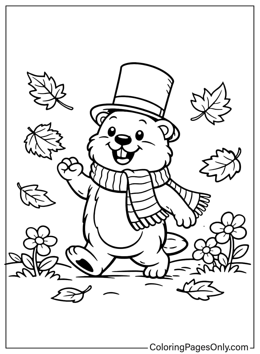 Groundhog Day Coloring Pages Autumn Walk from Groundhog Day