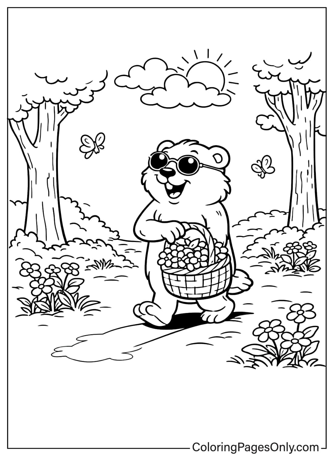 Groundhog Day Coloring Pages Spring Walk Scene from Groundhog Day