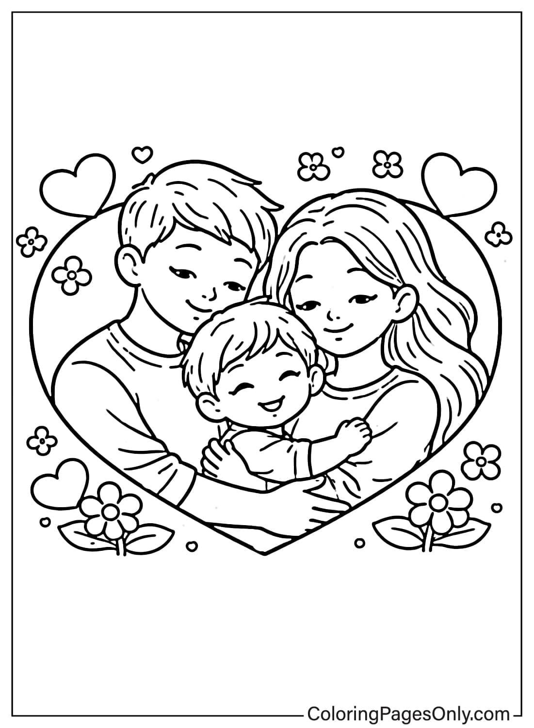 Love Coloring Pages Family Hug In Heart from Love