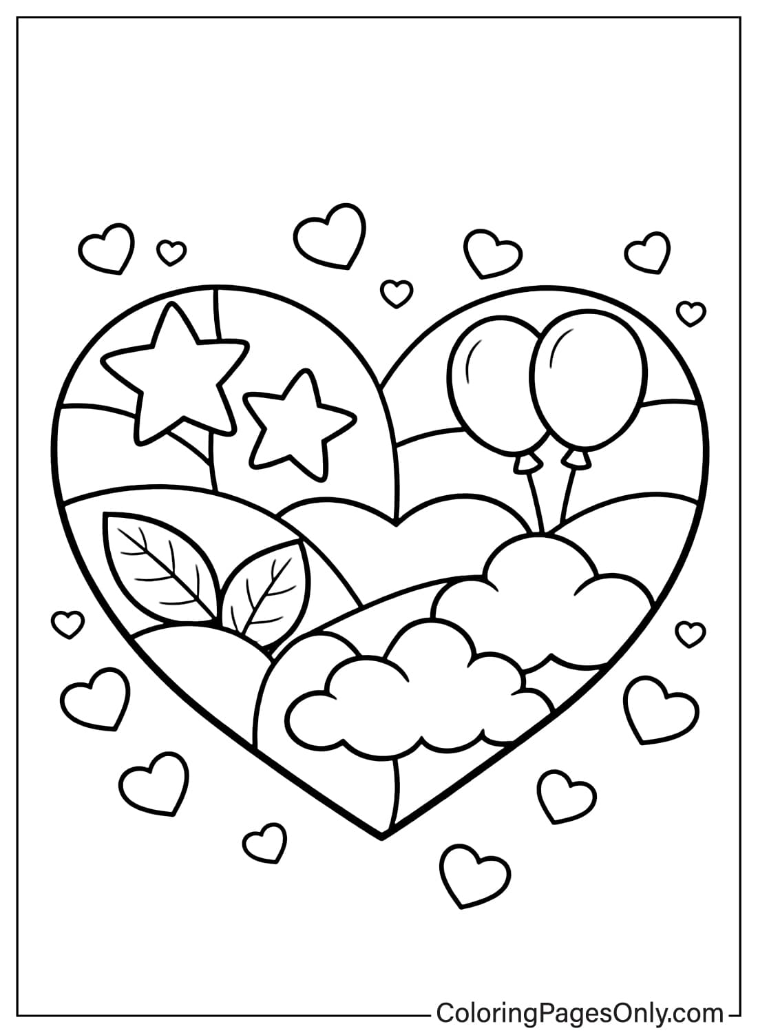 Valentines Day Coloring Pages Heart Collage Shapes from Valentine's Day