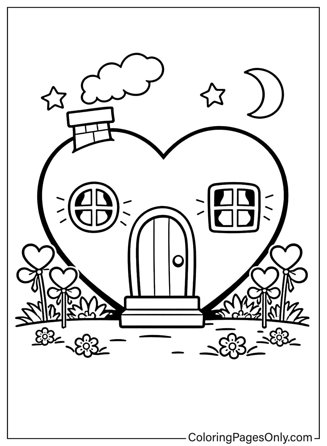 Valentines Day Coloring Pages Heart Shaped House from Valentine's Day