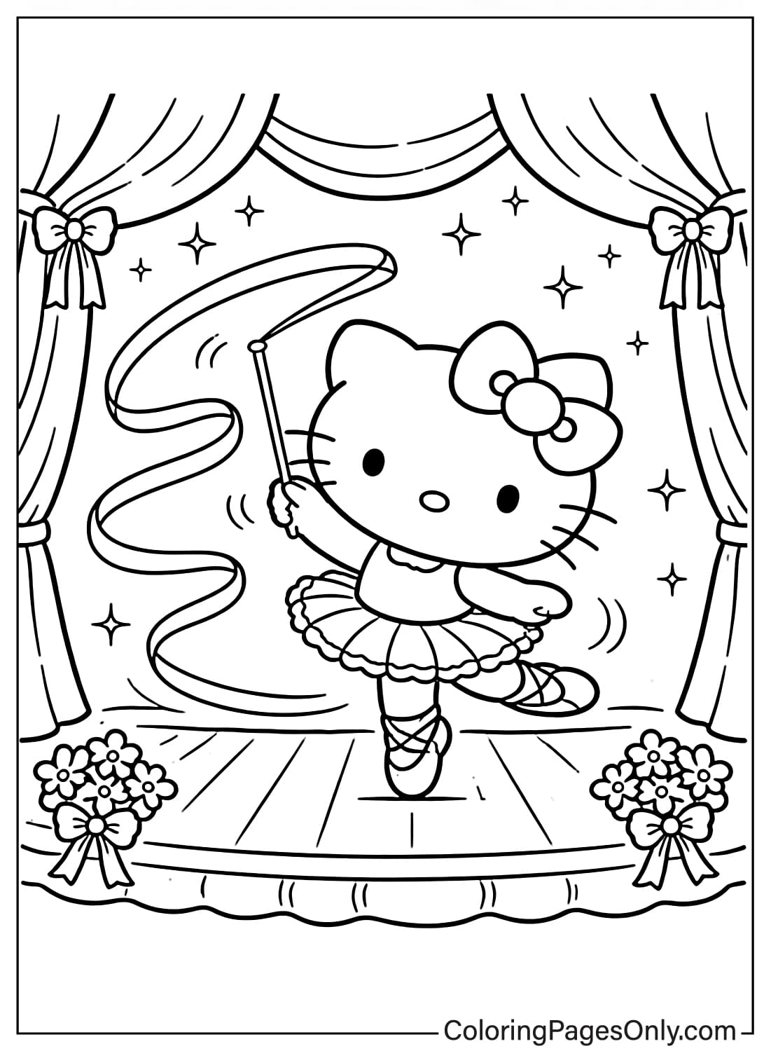 Hello Kitty coloring pages ballet dance from Hello Kitty