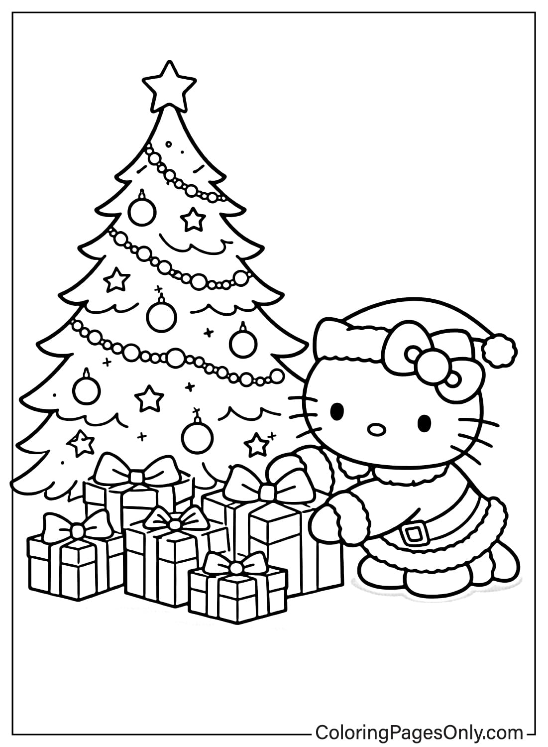 Hello Kitty coloring pages Christmas gifts from Hello Kitty