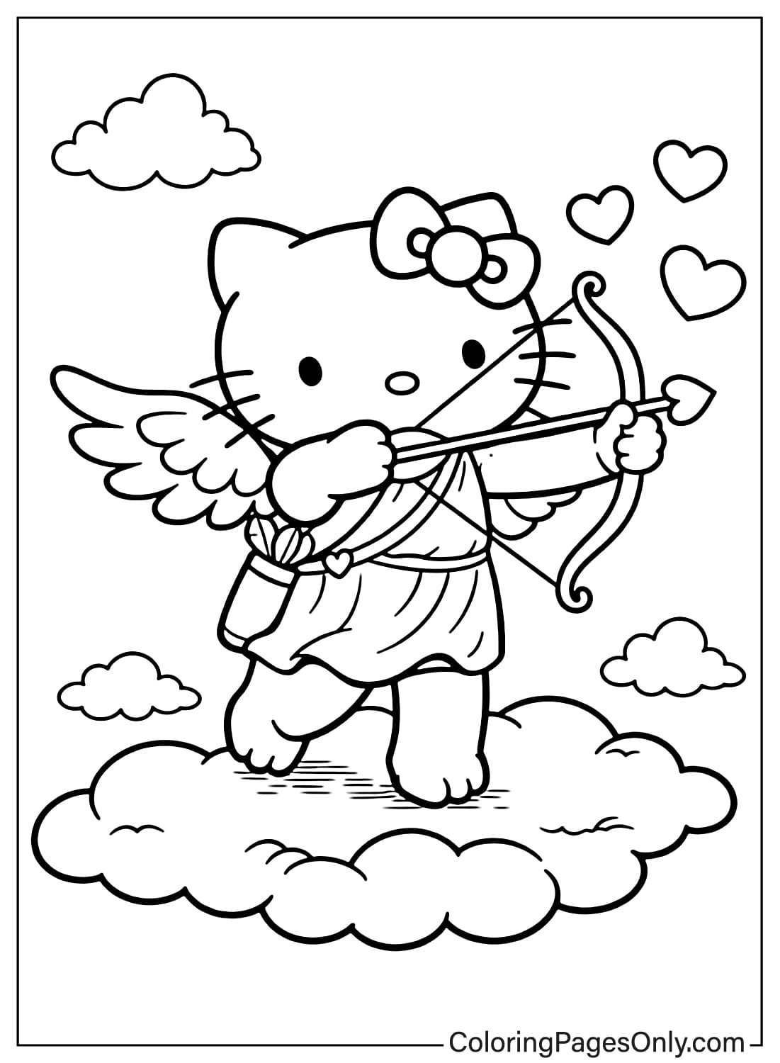 Hello Kitty coloring pages cupid angel from Hello Kitty