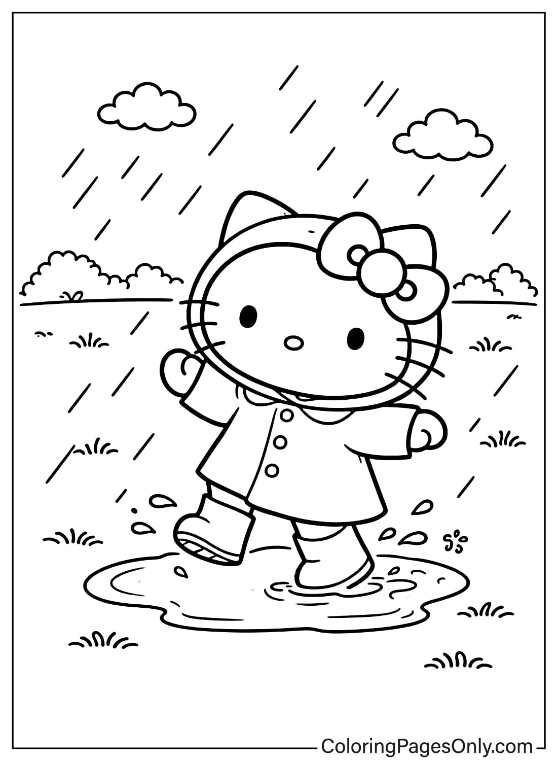 Hello Kitty coloring pages rainy day from Hello Kitty