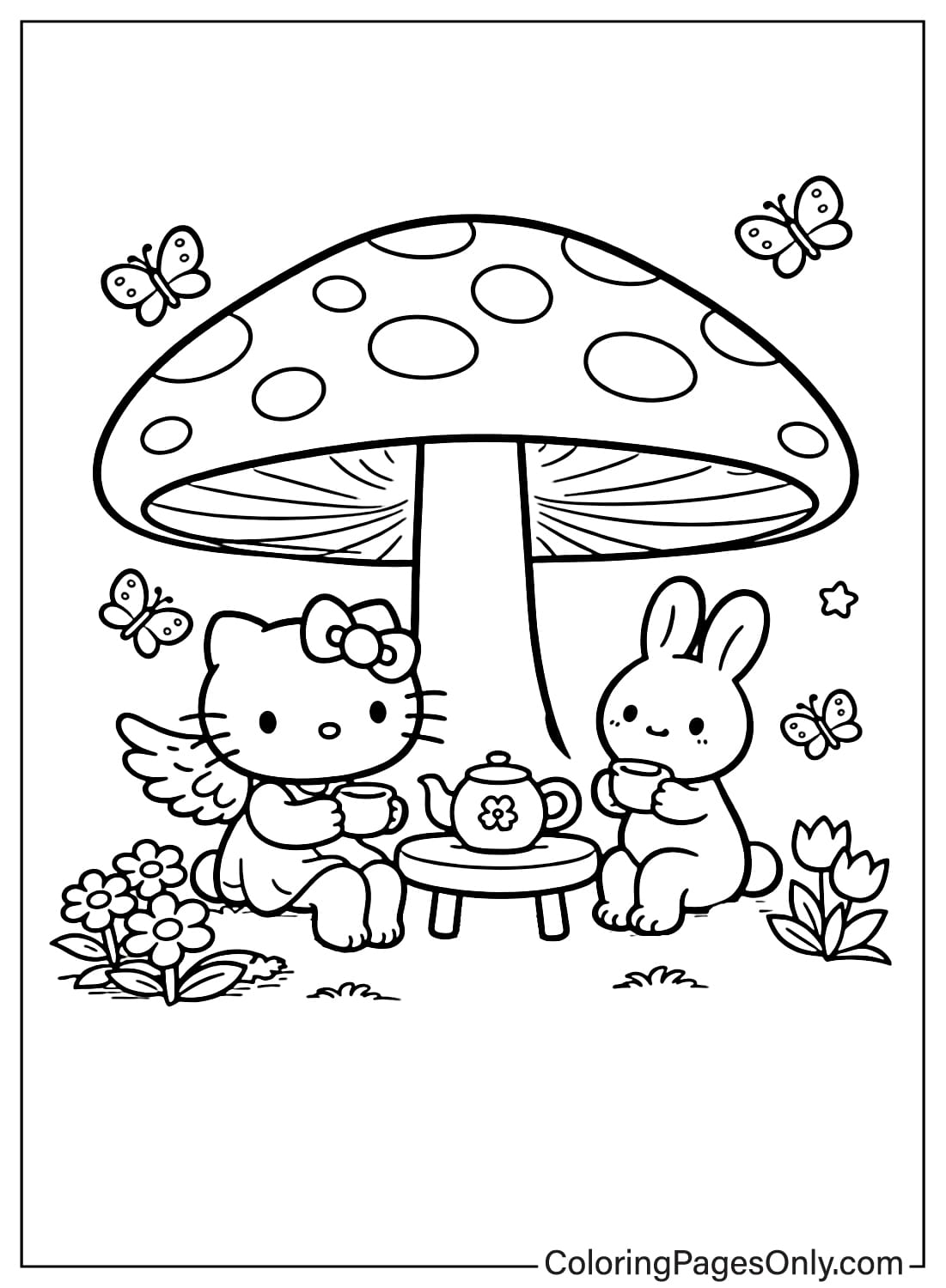 Hello Kitty coloring pages tea time from Hello Kitty