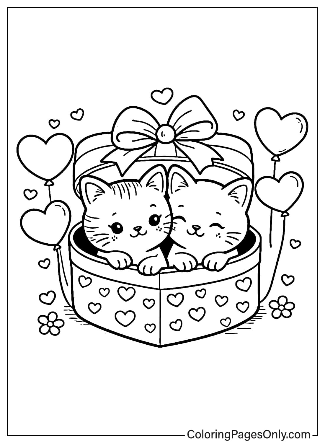 Love Coloring Pages Cute Kittens In Box from Love