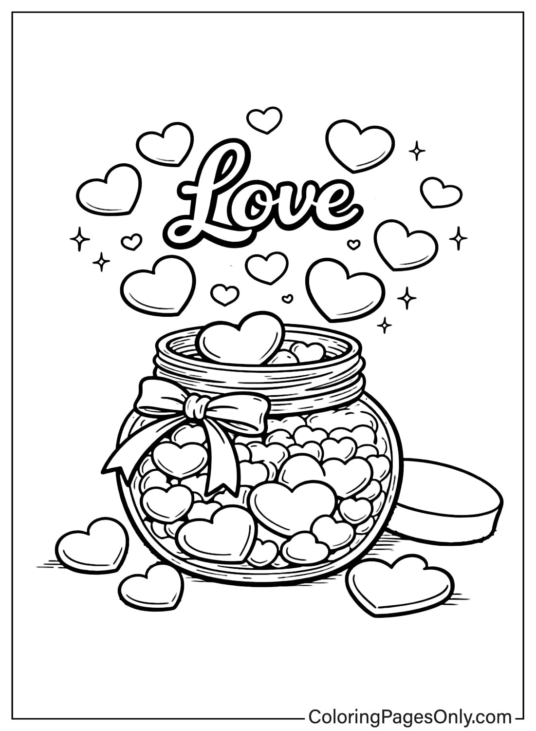 Valentines Day Coloring Pages Love Jar Hearts from Valentine's Day