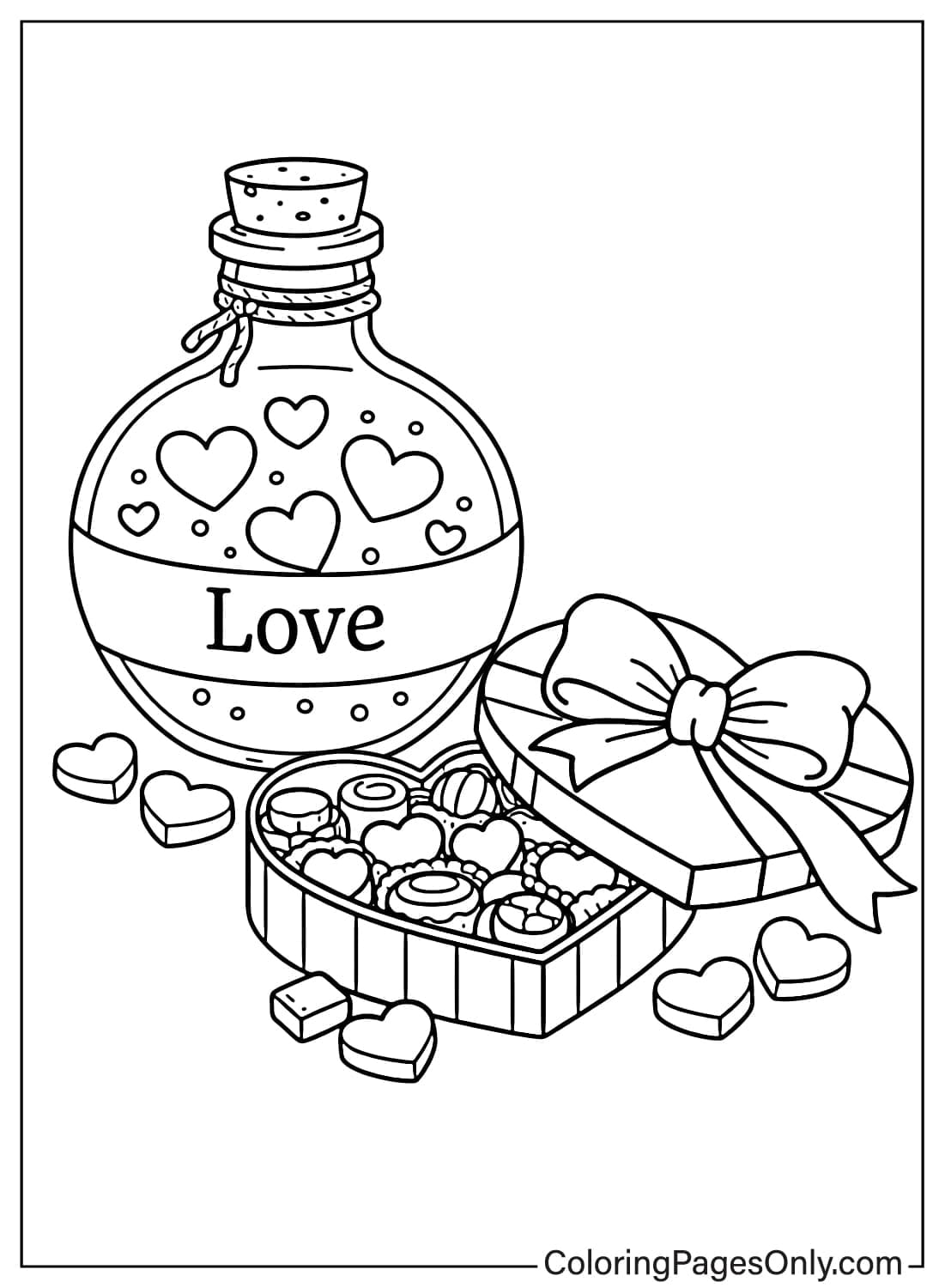 Love Coloring Pages With Heart Potion Bottle from Love