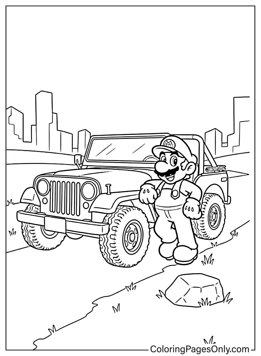 Mario jeep adventure coloring page from Mario