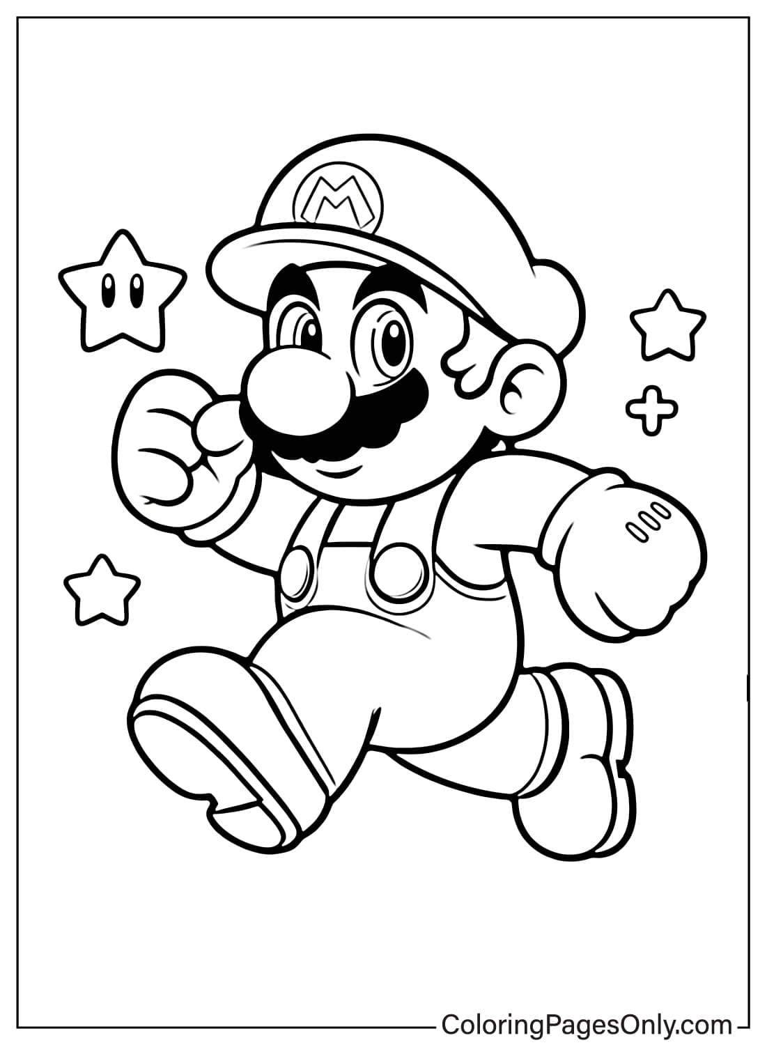 Mario running action coloring page from Mario