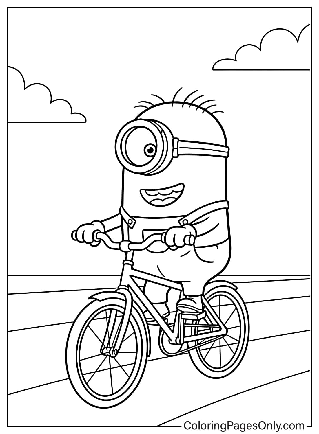 Minion Coloring Pages riding a bike from Minion