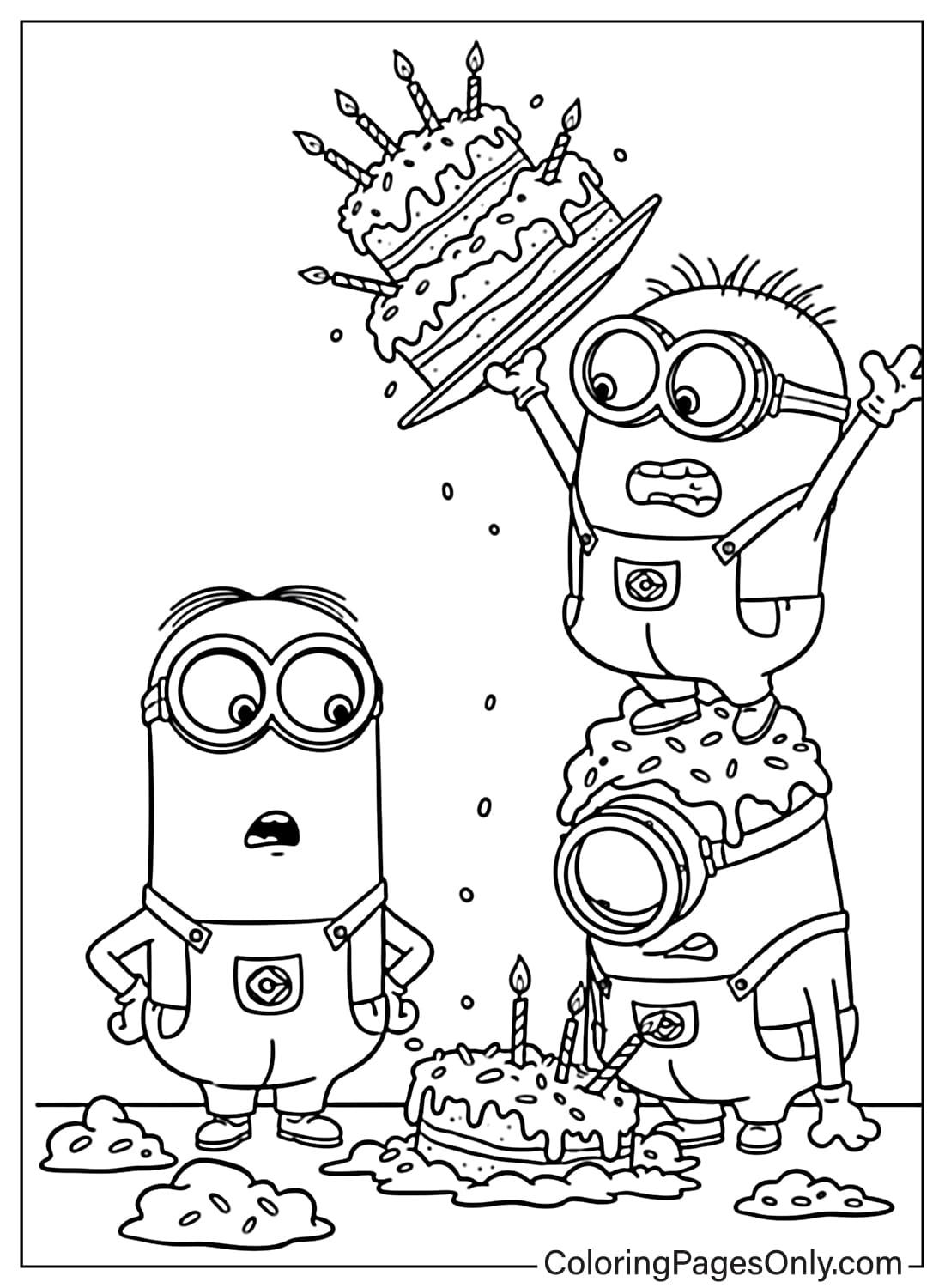 Minion Coloring Pages birthday cake mess from Minion