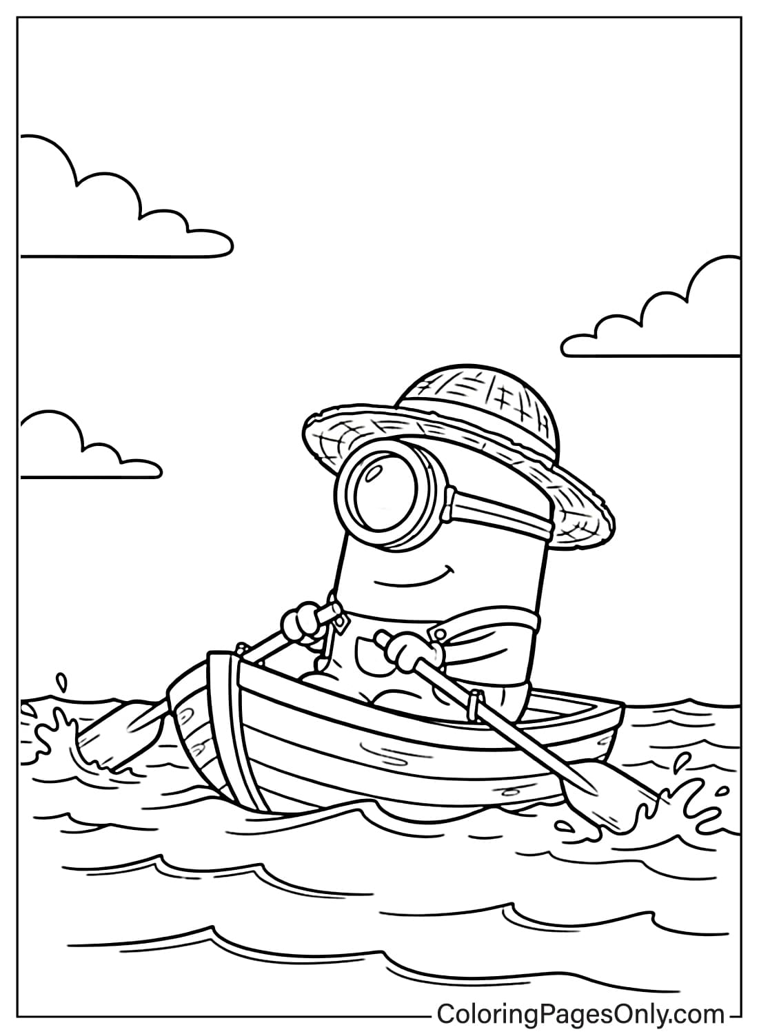 Minion Coloring Pages rowing a boat from Minion