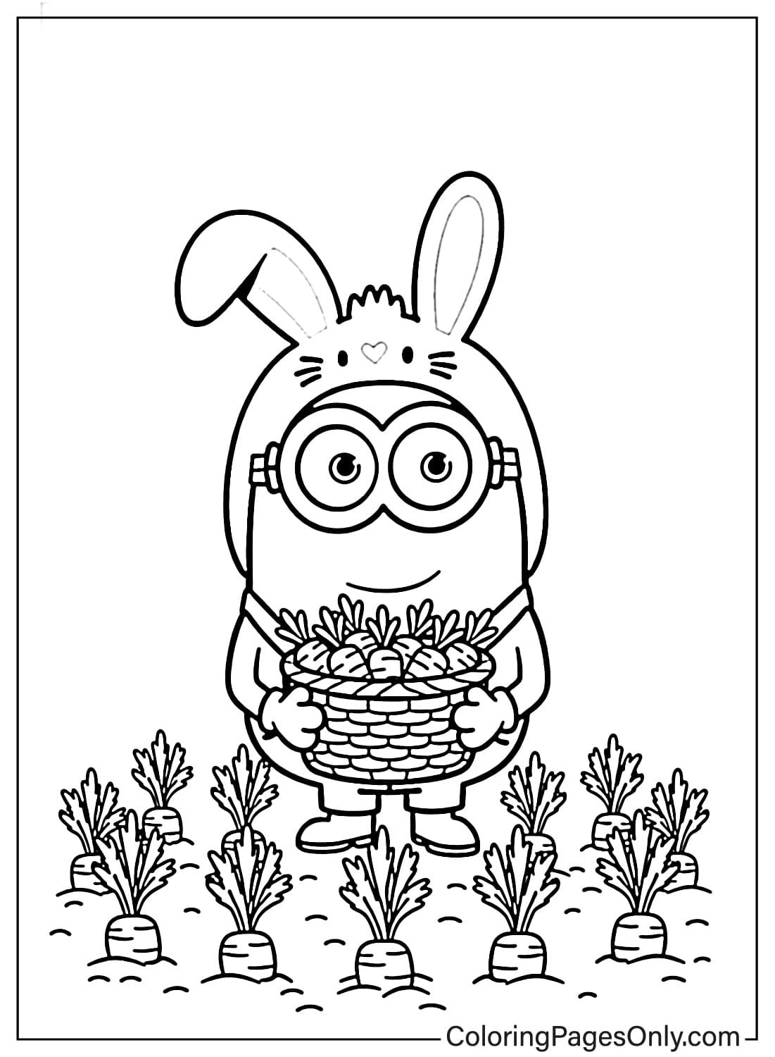 Minion Coloring Pages bunny basket from Minion