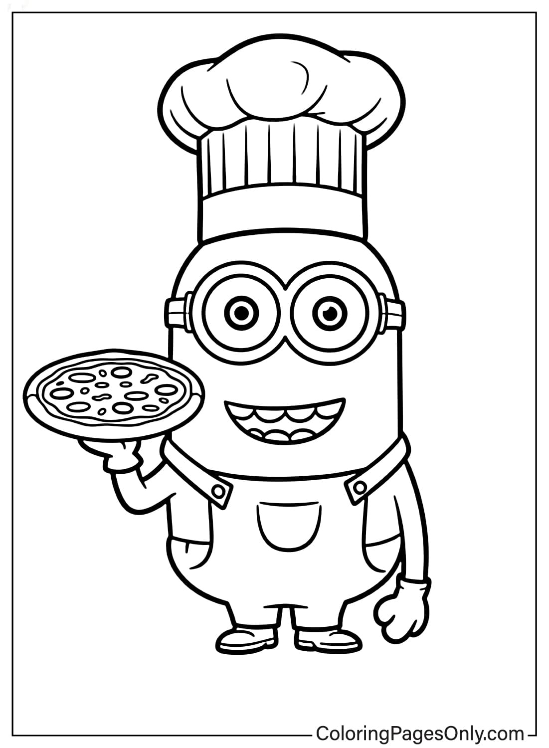 Minion Coloring Pages chef with pizza from Minion