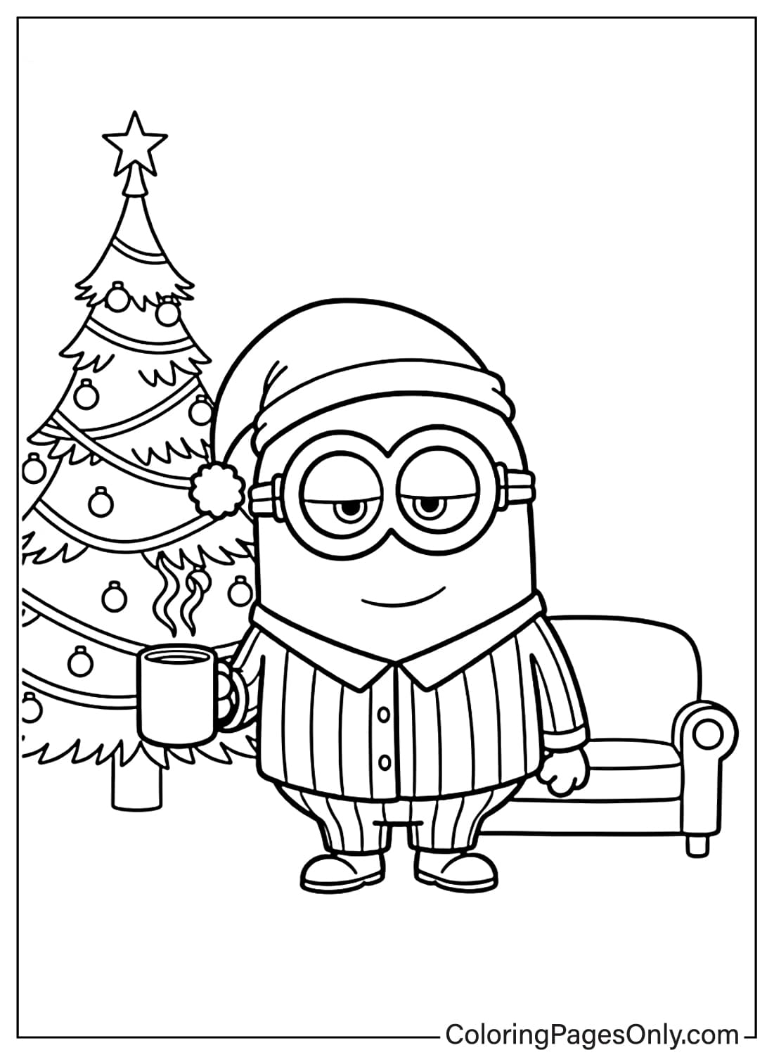 Minion Coloring Pages Christmas tree from Minion