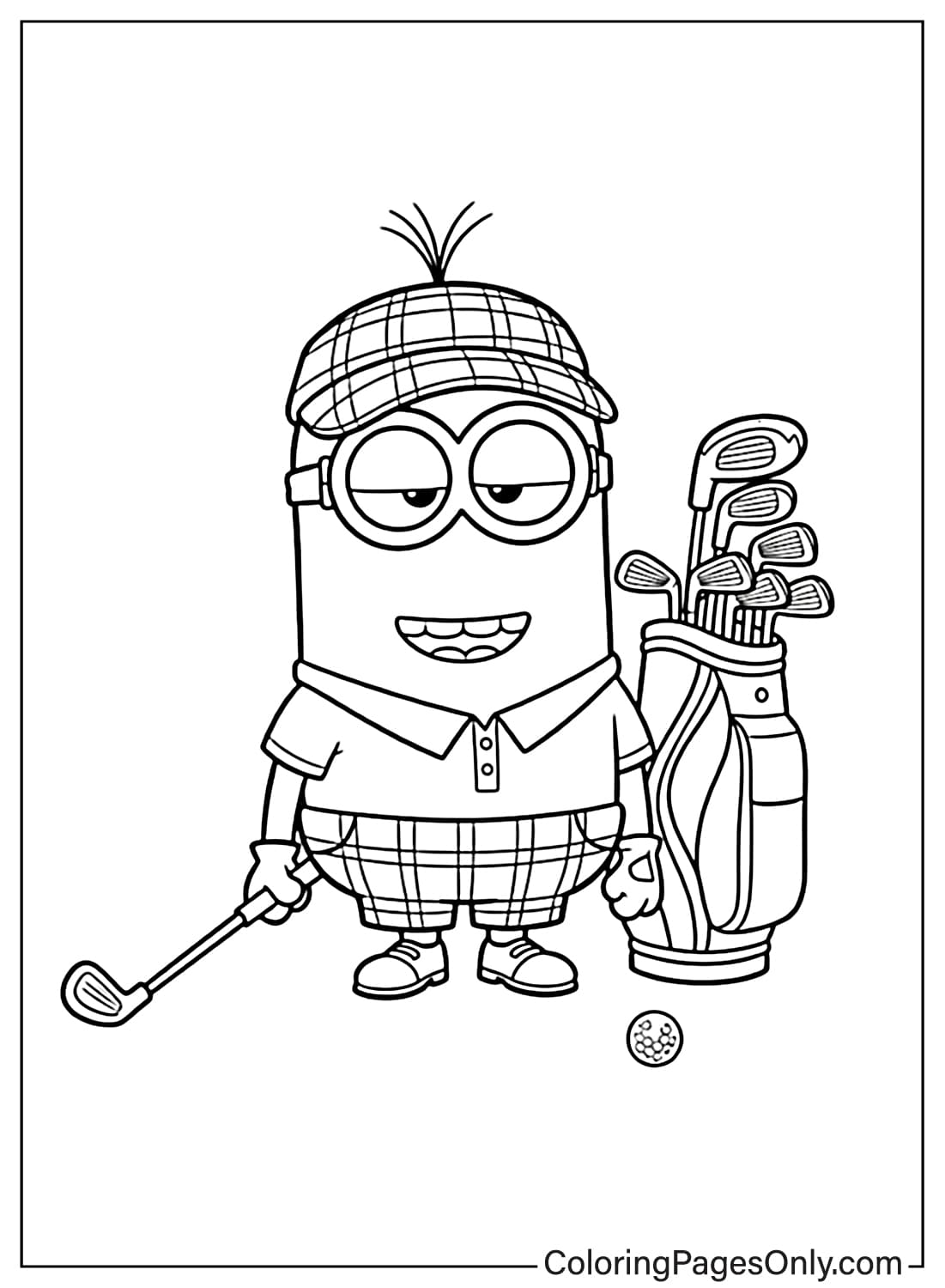 Minion Coloring Pages playing golf from Minion