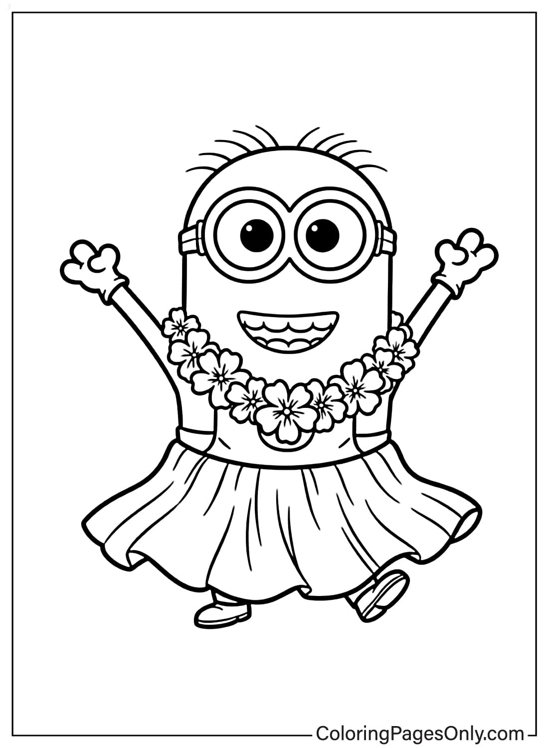 Minion Coloring Pages hula dancing from Minion