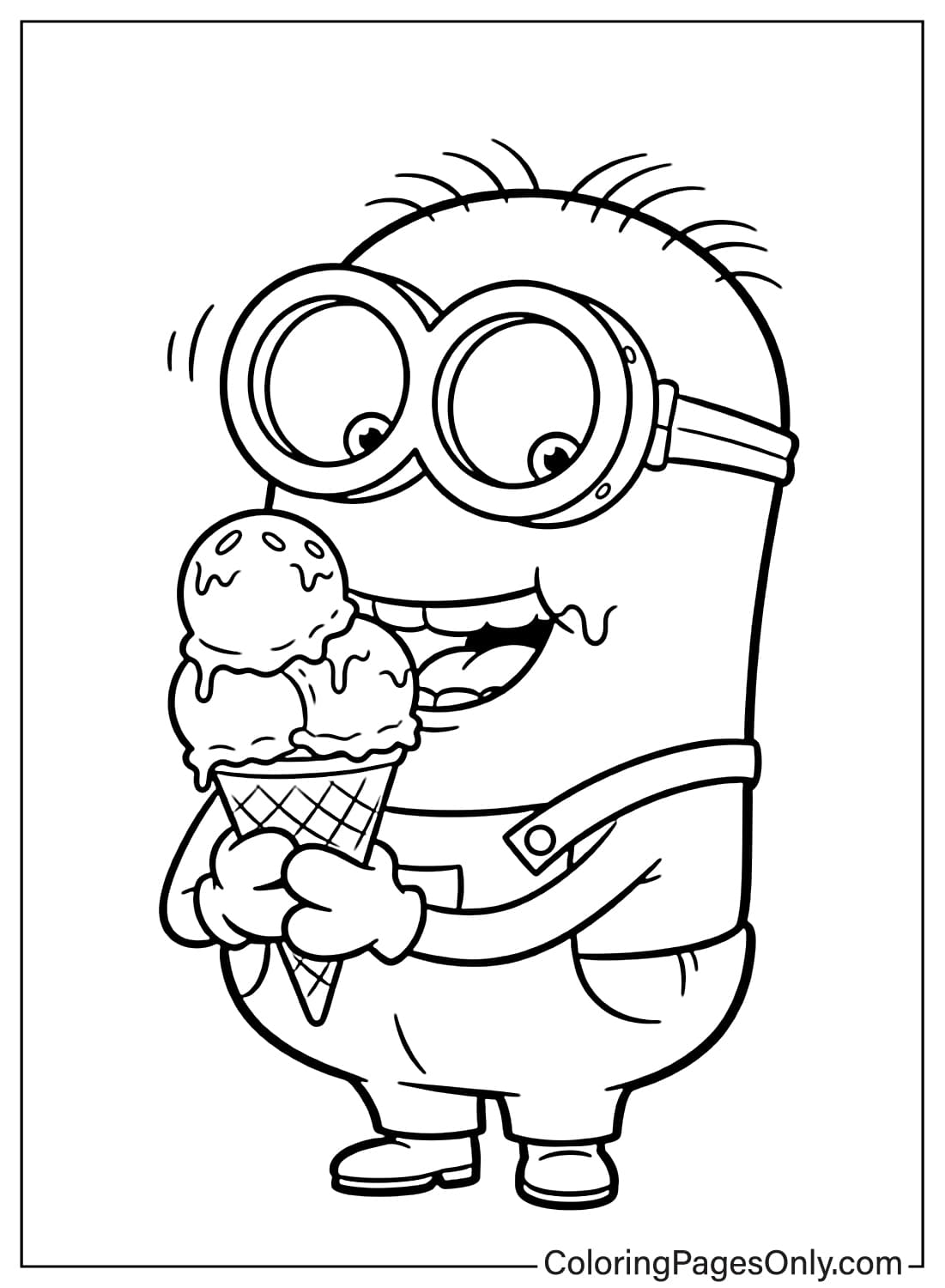 Minion Coloring Pages eating ice cream from Minion