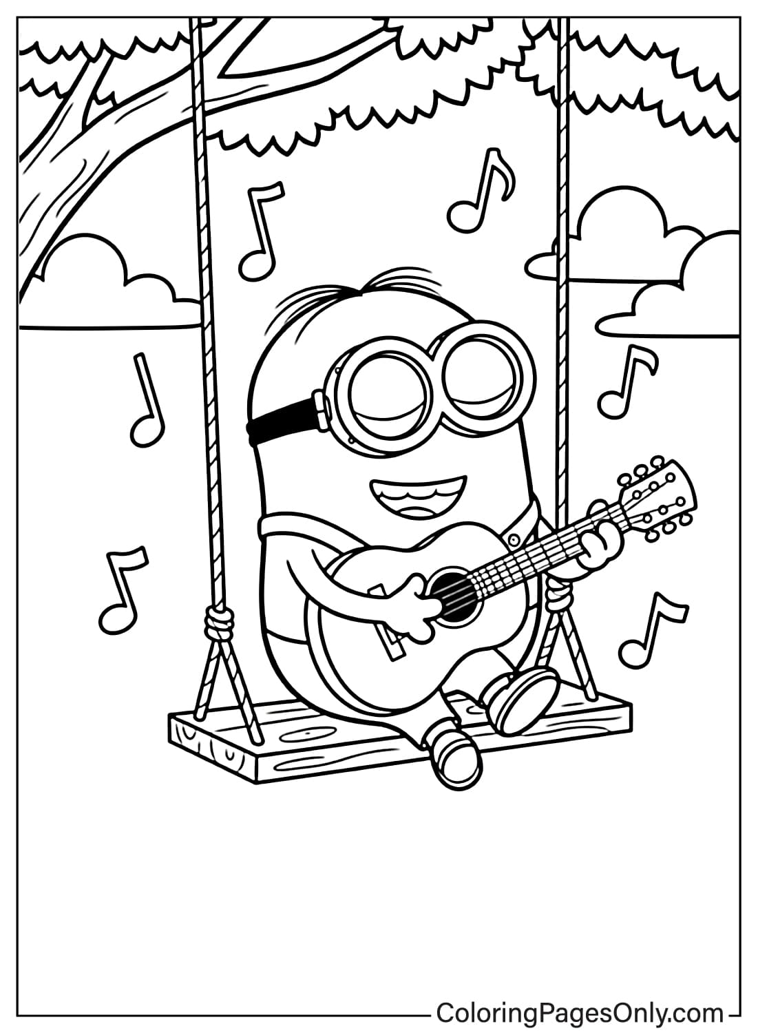 Minion Coloring Pages playing guitar from Minion