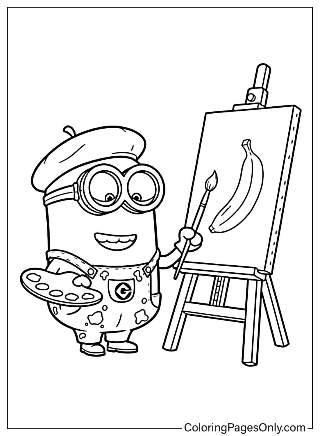 Minion Coloring Pages painting banana from Minion