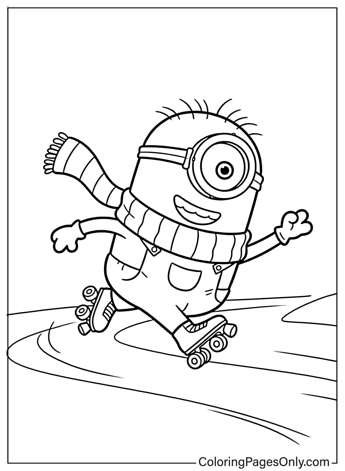 Minion Coloring Pages roller skating from Minion