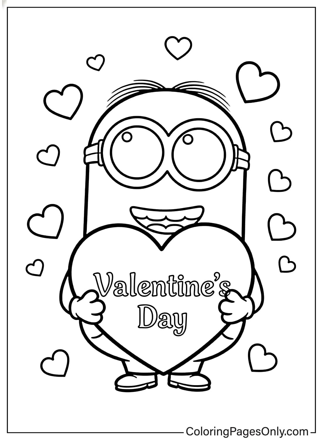 Minion Coloring Pages holding heart from Minion