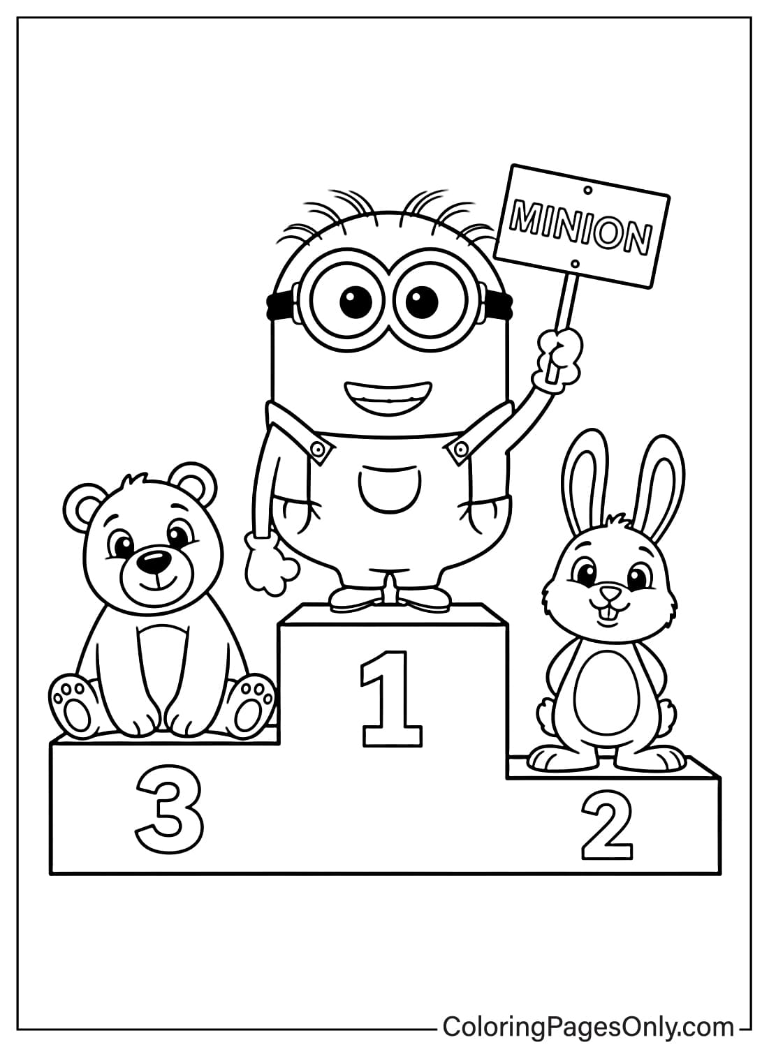 Minion Coloring Pages winner podium from Minion