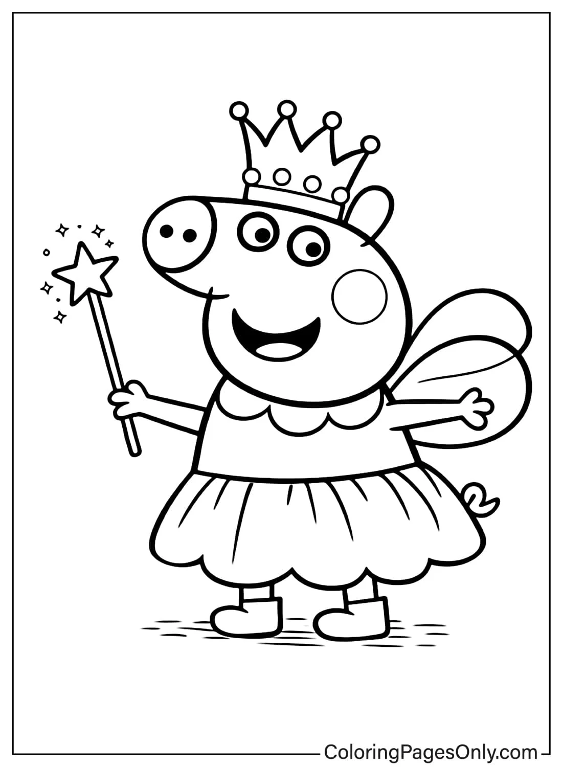 Peppa Pig Fairy Princess Coloring Page from Peppa Pig