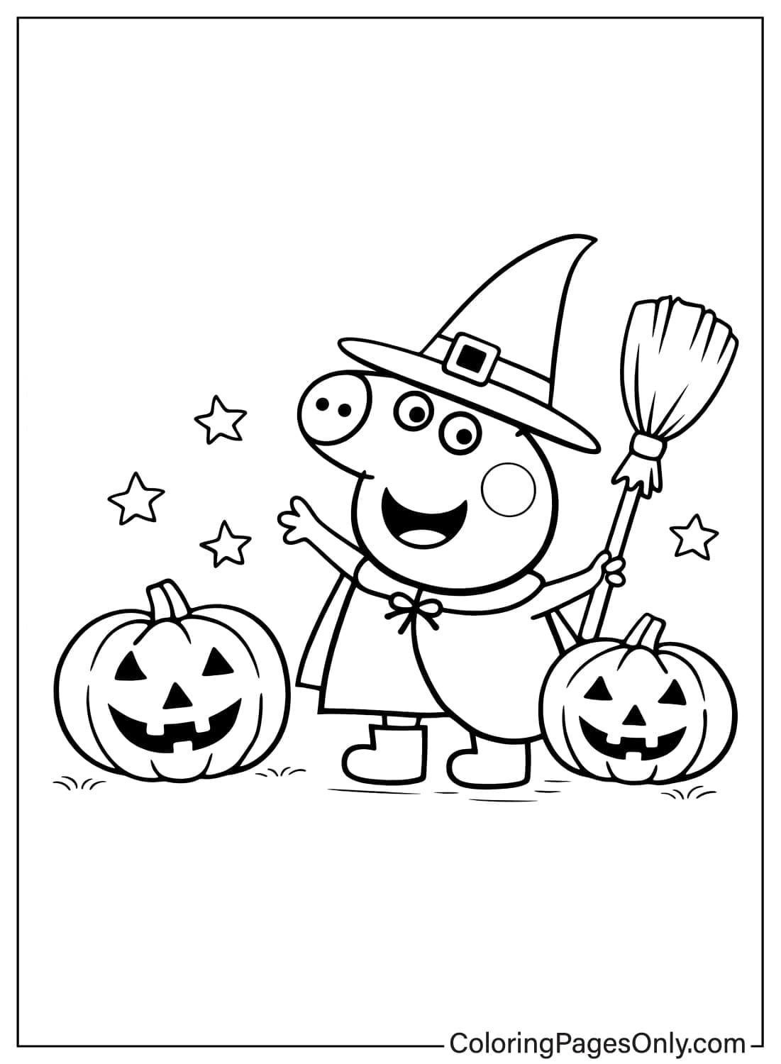 Peppa Pig Halloween Pumpkin Coloring Page from Peppa Pig
