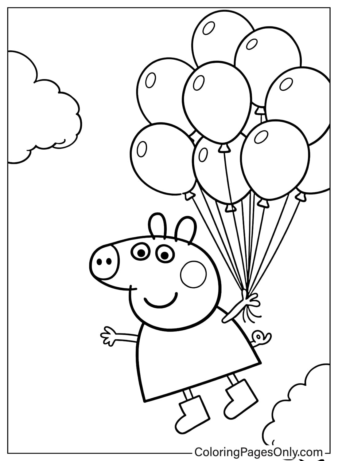 Peppa Pig Holding Balloons Coloring Page from Peppa Pig