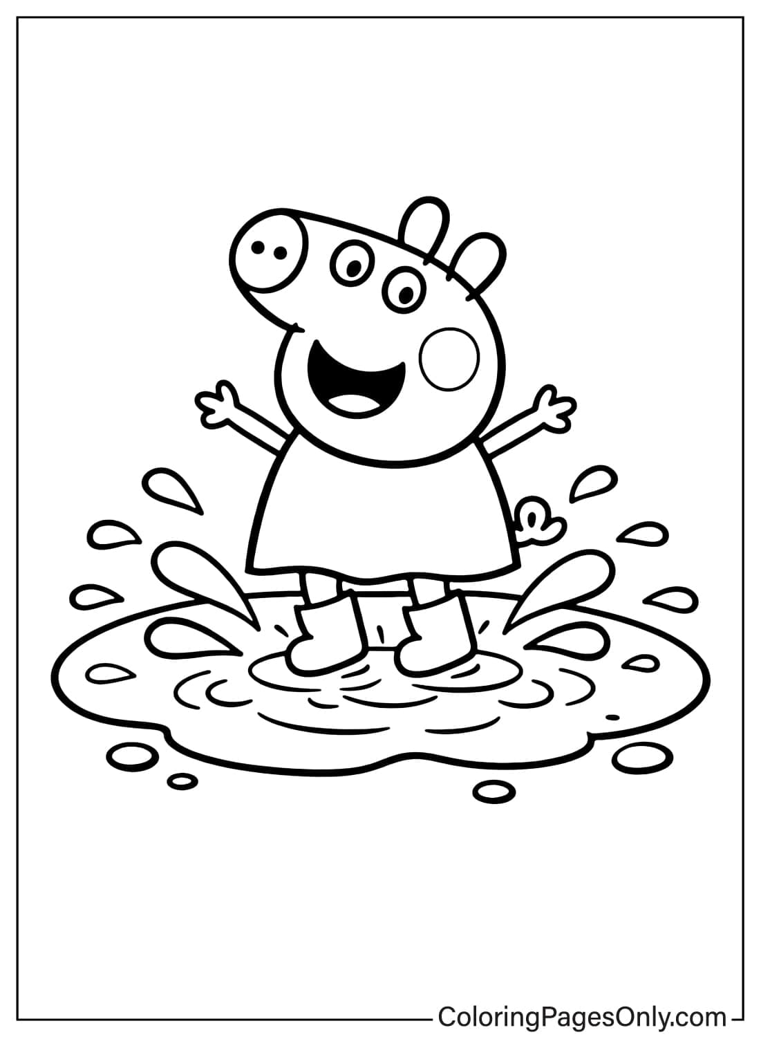 Peppa Pig Jumping In Muddy Puddle Coloring Page from Peppa Pig