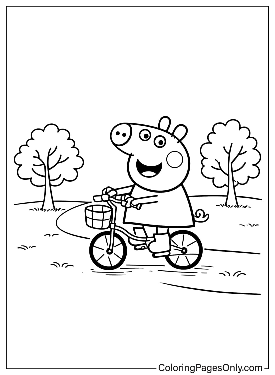Peppa Pig Riding Bicycle Coloring Page from Peppa Pig