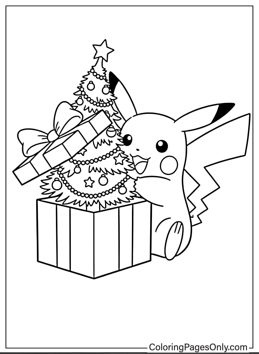 Pikachu Christmas Coloring Page from Pikachu
