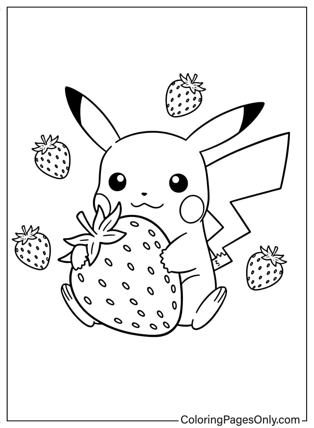 Pikachu Strawberry Coloring Page from Pikachu