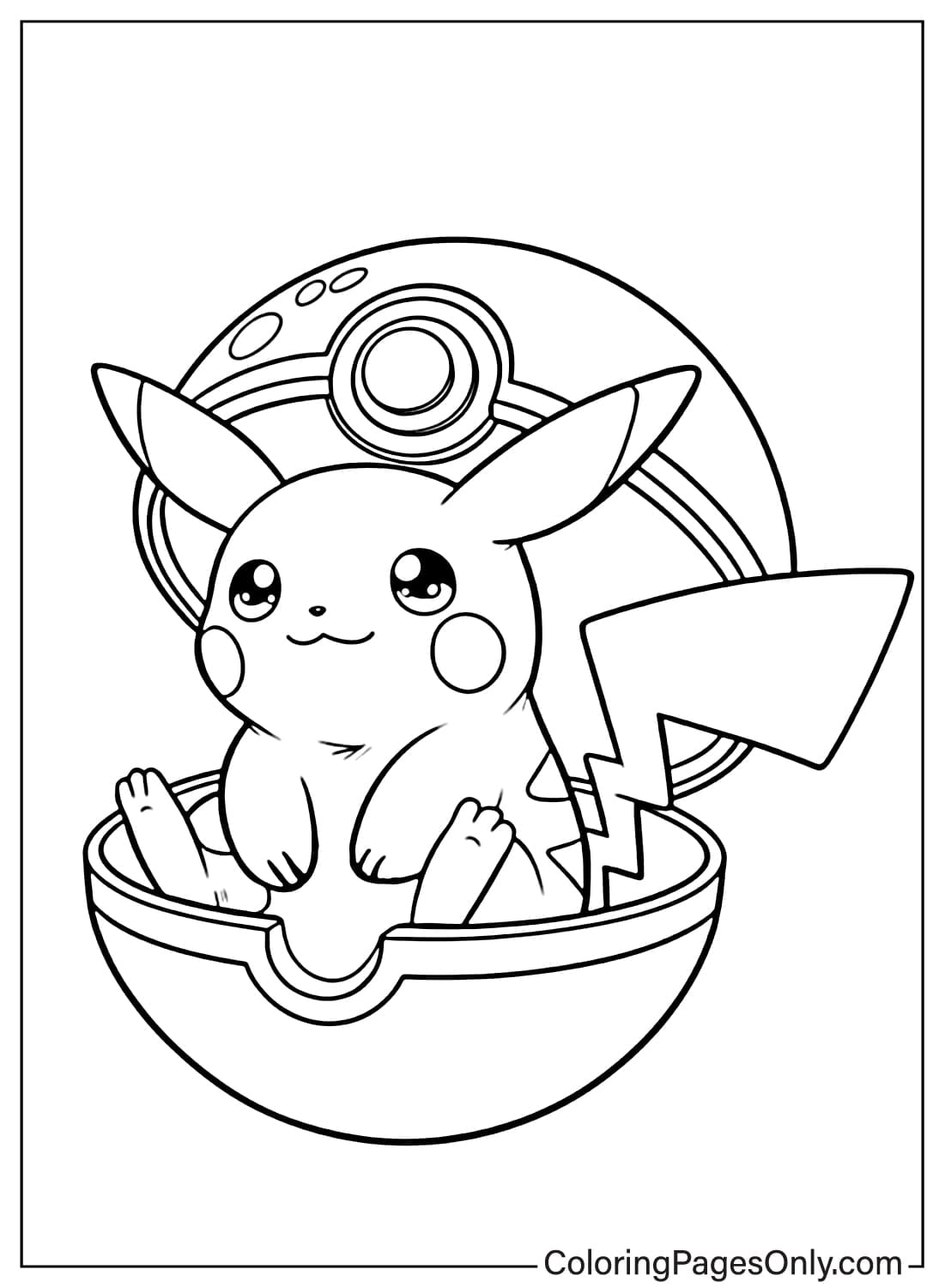 Pikachu in Poke Ball coloring page from Pikachu
