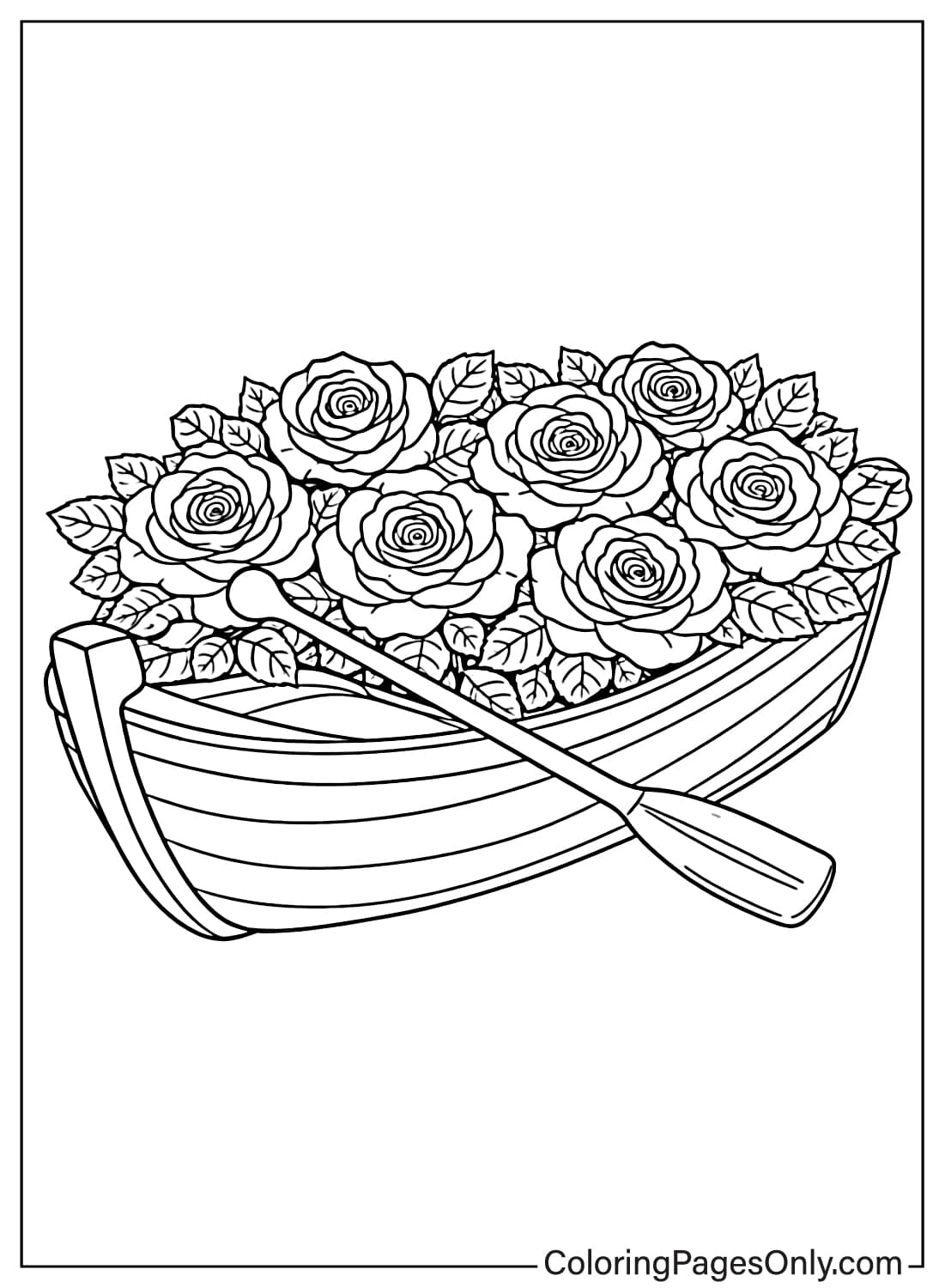 Rose coloring pages boat full of roses from Rose