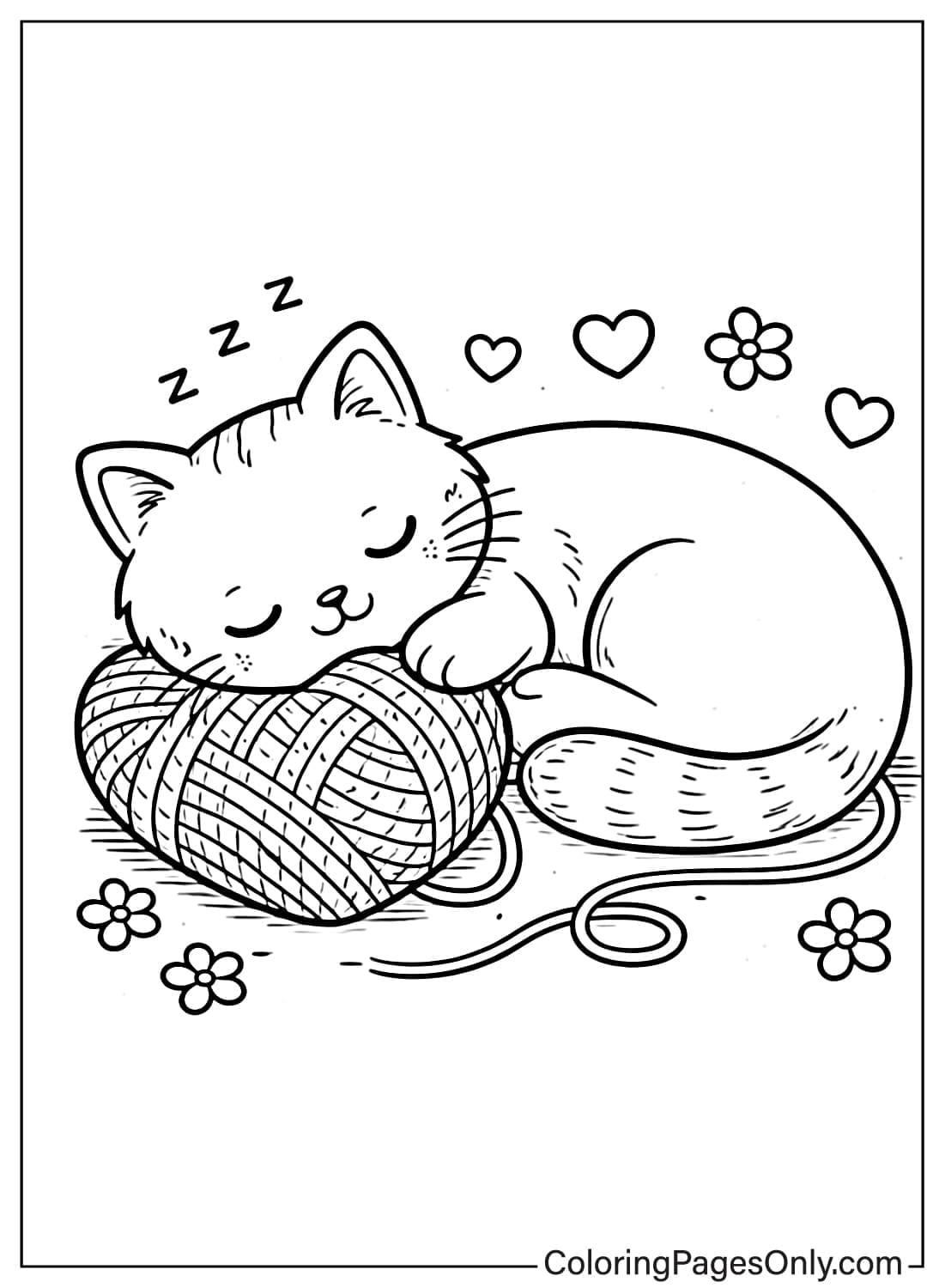 Love Coloring Pages Sleeping Cat Cozy from Love