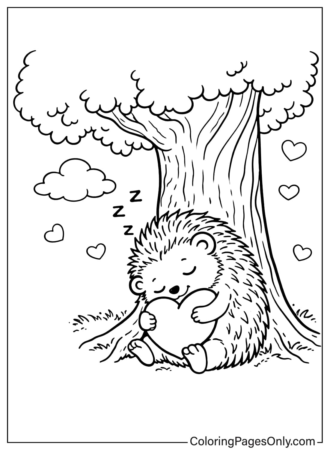 Valentines Day Coloring Pages Hedgehog With Heart from Valentine's Day