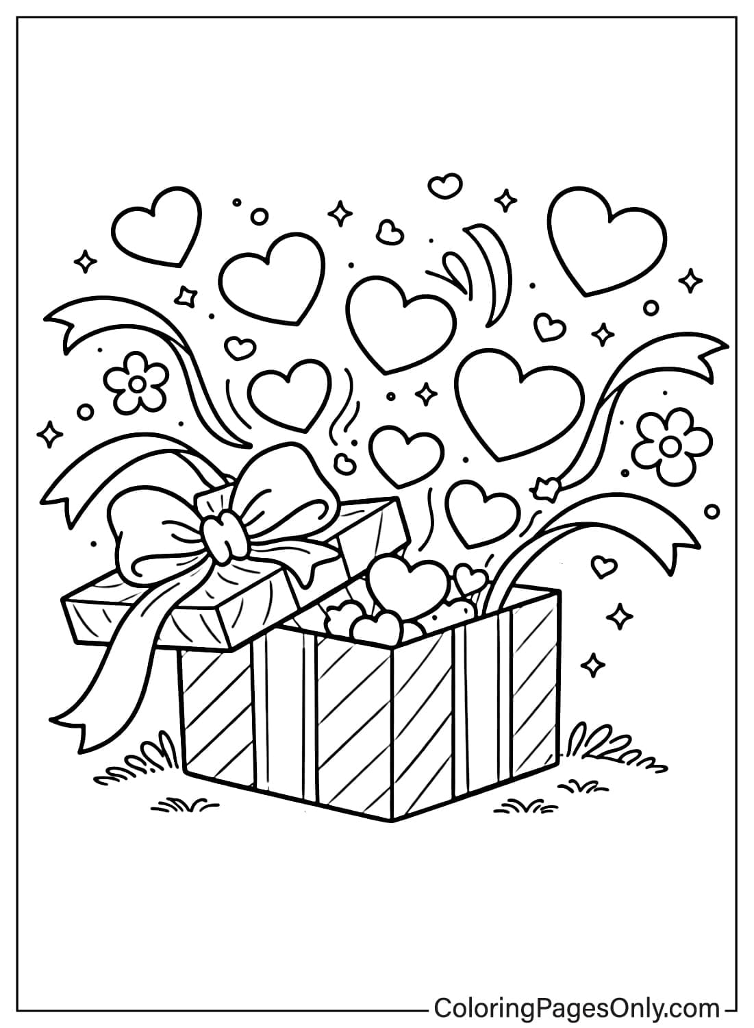 Love Coloring Pages With Heart Gift Box from Love