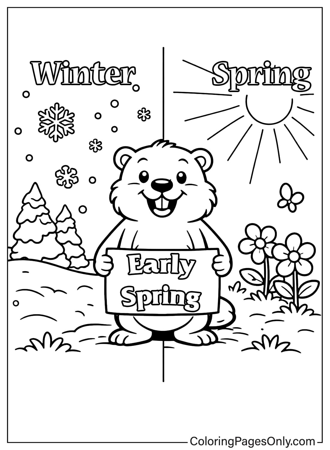 Groundhog Day Coloring Pages Winter Vs Spring from Groundhog Day