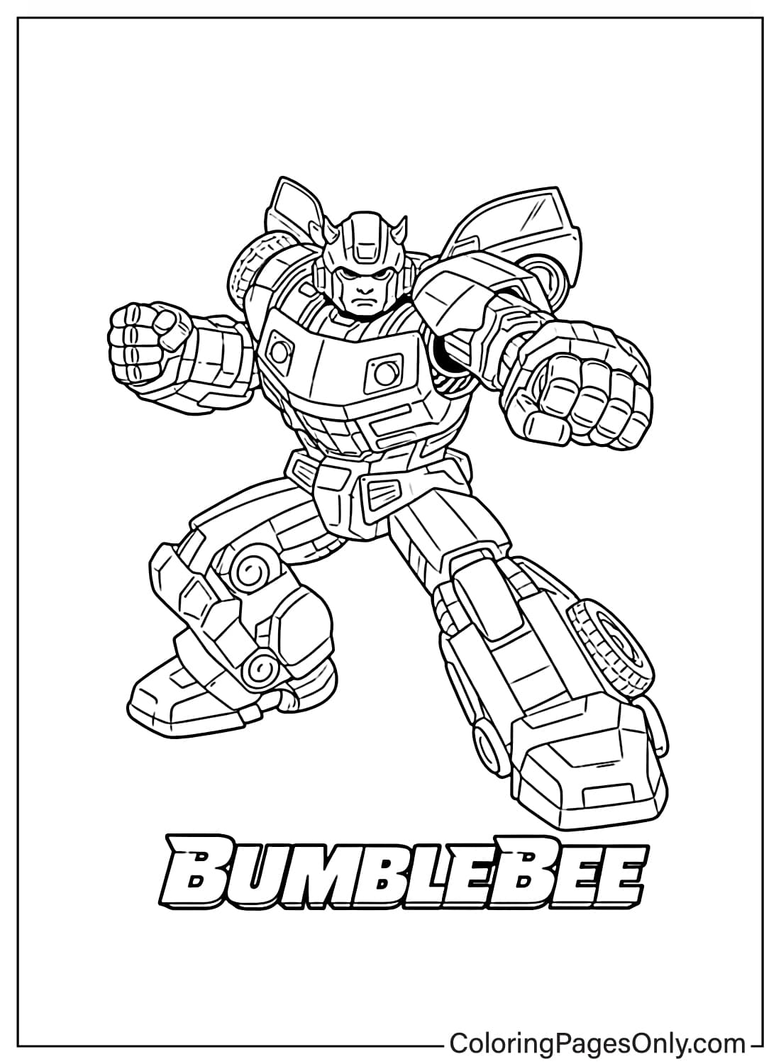 Bumblebee robot in action pose transformers coloring pages from Transformers