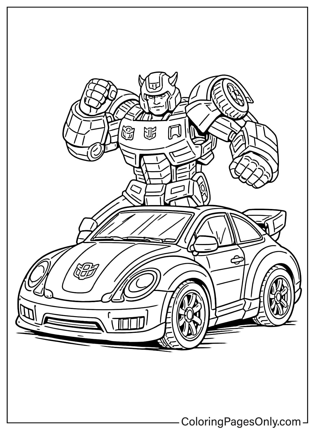 Transformers coloring pages with Bumblebee sports car from Transformers