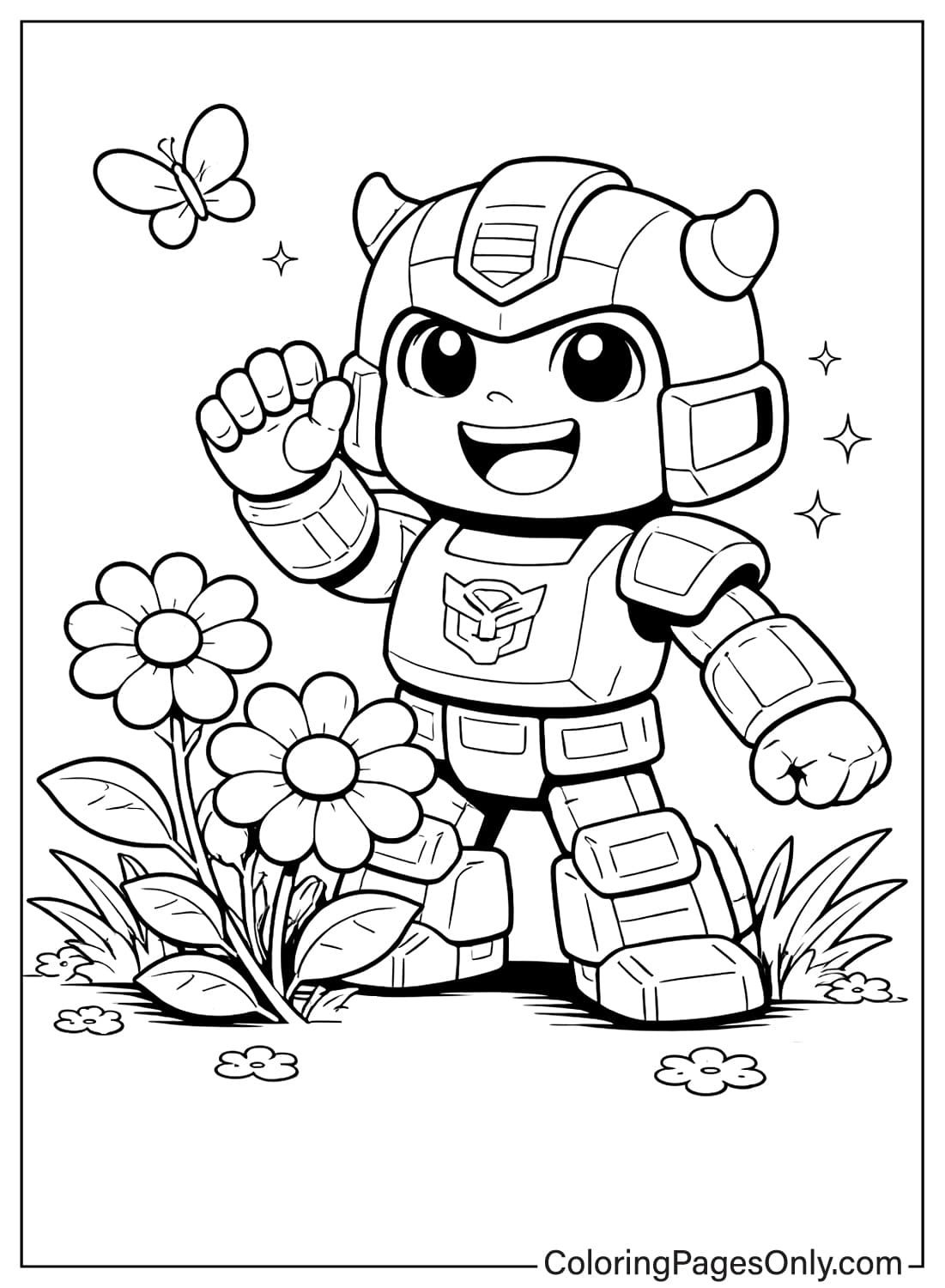 Bumblebee robot with flowers coloring page from Transformers