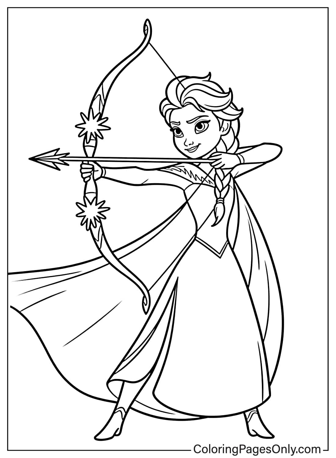 Elsa Coloring Pages Elsa aiming with bow and arrow from Elsa