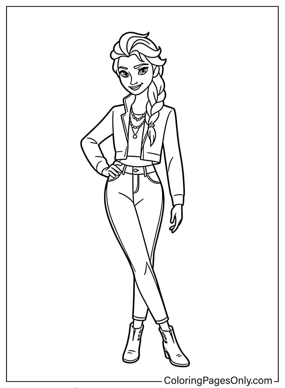 Elsa Coloring Pages Elsa wearing modern clothes from Elsa