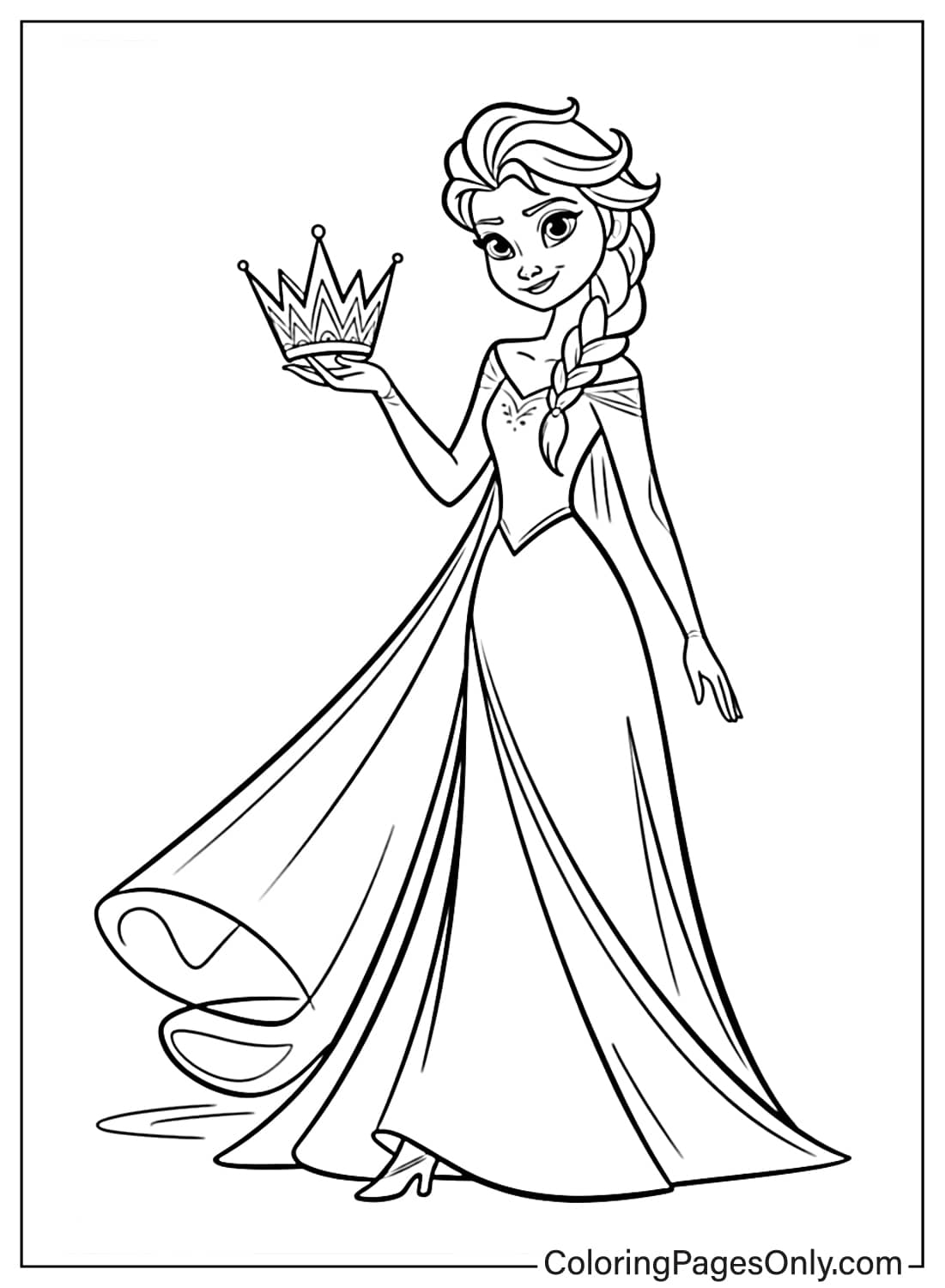 Elsa Coloring Pages Elsa holding a royal crown from Elsa