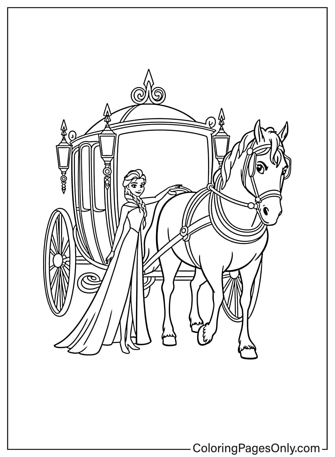 Elsa Coloring Pages Elsa with royal carriage from Elsa