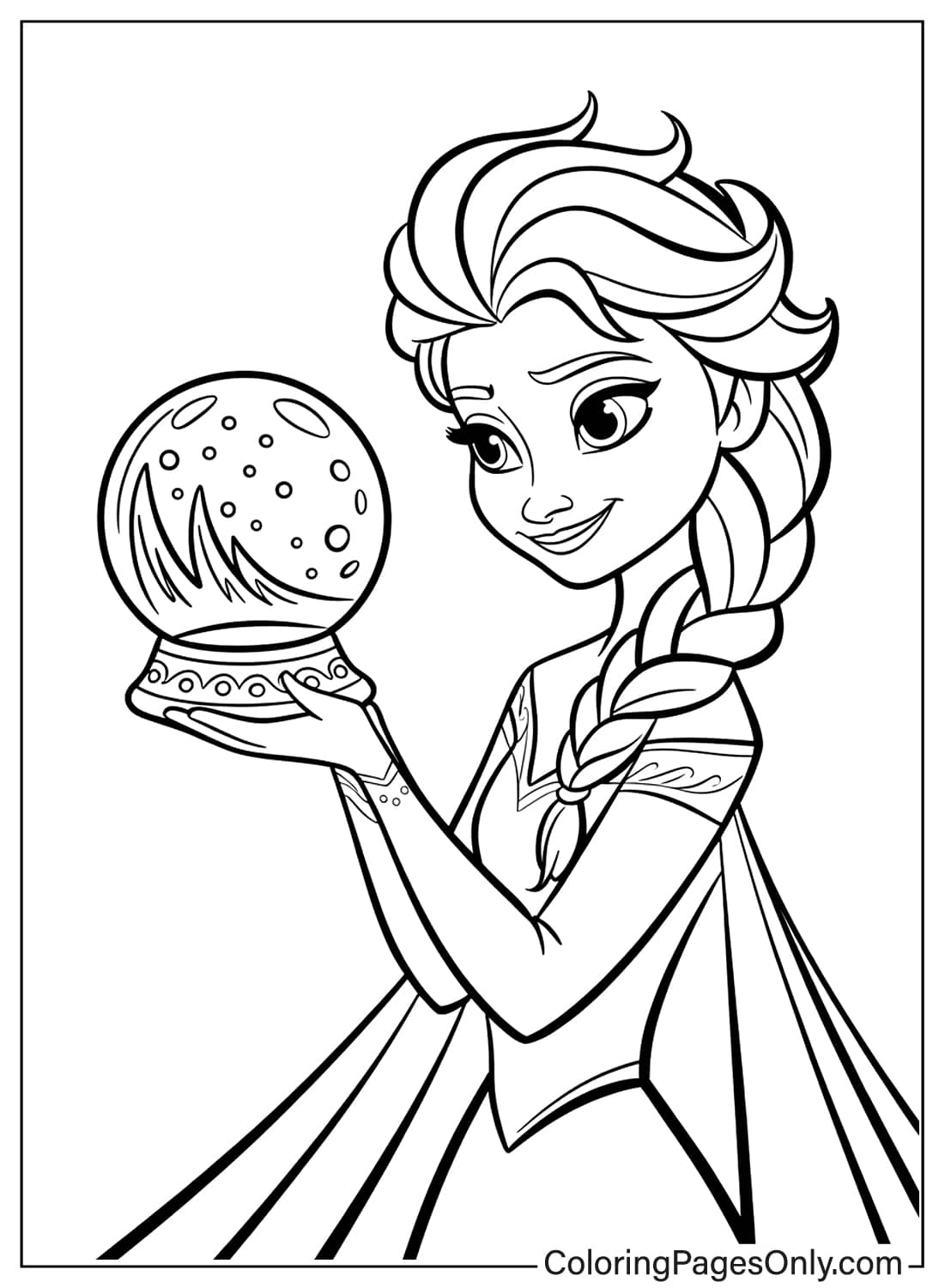 Elsa Coloring Pages Elsa smiling with snow globe from Elsa